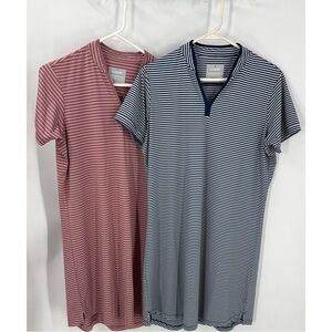 Oobe bundle of two split neck, high low atleisure Striped Short Sleeve Dresses M